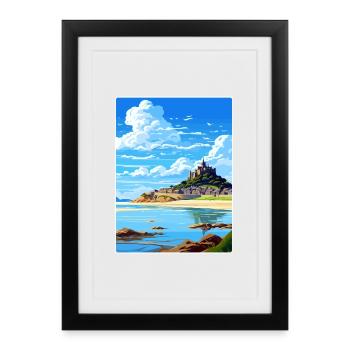 Marazion Cornwall England Travel Poster Souvenir - Framed poster (27 × 37 cm) - black - Front