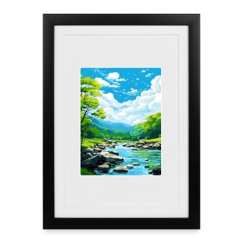 Golitha Falls Angleterre Affiche de voyage Souvenir WPA - Affiche encadrée (27 × 37 cm) - noir - Devant