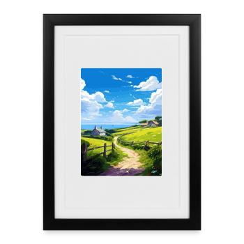 Lamorna Cornwall England Travel Poster Souvenir - Framed poster (27 × 37 cm) - black - Front
