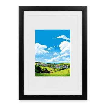Crantock Cornwall England Travel Poster Souvenir - Framed poster (27 × 37 cm) - black - Front