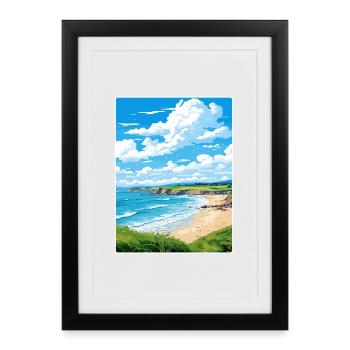 Maenporth Cornwall England Travel Poster Souvenir - Framed poster (27 × 37 cm) - black - Front