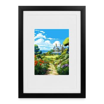 Glendurgan Gardens Angleterre Affiche de voyage souvenir - Affiche encadrée (27 × 37 cm) - noir - Devant