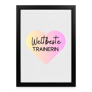 Weltbeste Trainerin! Personalisierbar - Gerahmtes Poster (27 × 37 cm) - Schwarz - Vorne