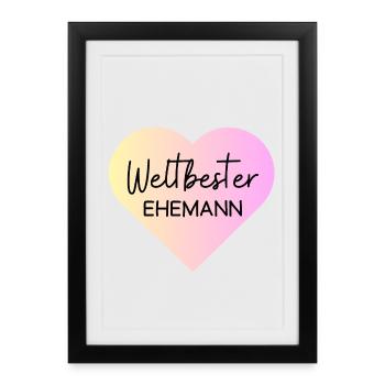 Weltbester Ehemann! Herz, personalisierbar - Gerahmtes Poster (27 × 37 cm) - Schwarz - Vorne