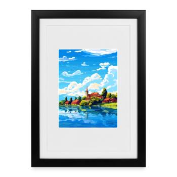 Lake Constance Germany European Travel Poster WPA - Framed poster (27 × 37 cm) - black - Front