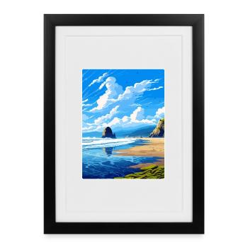 Cannon Beach Oregon Vintage Travel Poster Souvenir - Framed poster (27 × 37 cm) - black - Front