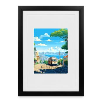 San Francisco Golden Gate Kalifornien Reiseposter - Gerahmtes Poster (27 × 37 cm) - Schwarz - Vorne