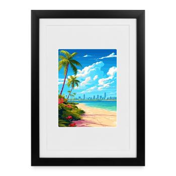 Miami Floride voyage affiche Souvenir peinture WPA - Affiche encadrée (27 × 37 cm) - noir - Devant