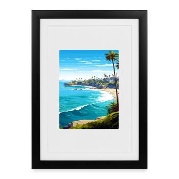 La Jolla Cove Kalifornien Reiseposter Souvenir - Gerahmtes Poster (27 × 37 cm) - Schwarz - Vorne