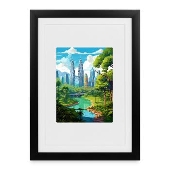 Kuala Lumpur Malaisie Affiche de voyage Souvenir WPA - Affiche encadrée (27 × 37 cm) - noir - Devant