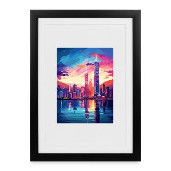Hong Kong China Travel Poster Souvenir Paint WPA - Framed poster (27 × 37 cm) - black - Front