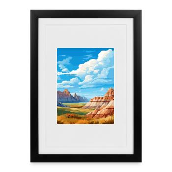 Badlands Nationalpark Reise Poster Souvenir WPA - Gerahmtes Poster (27 × 37 cm) - Schwarz - Vorne