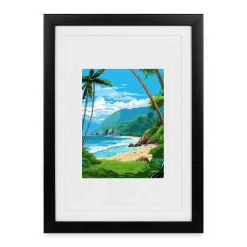 Carte d’affiche de voyage du parc national des Samoa américaines - Affiche encadrée (27 × 37 cm) - noir - Devant