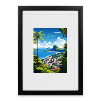 Rio de Janeiro Brésil Affiche de voyage Souvenir WPA - Affiche encadrée (27 × 37 cm) - noir - Devant