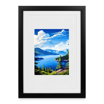 Affiche de voyage souvenir du parc national du lac Crater - Affiche encadrée (27 × 37 cm) - noir - Devant