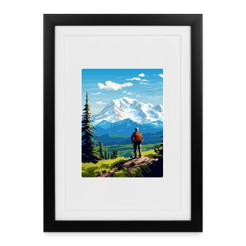 Denali Nationalpark Reiseposter Souvenir WPA - Gerahmtes Poster (27 × 37 cm) - Schwarz - Vorne