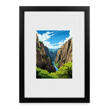 Affiche de voyage du parc national du Black Canyon Colorado - Affiche encadrée (27 × 37 cm) - noir - Devant