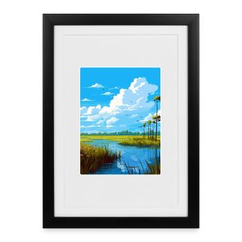 Affiche de voyage souvenir du parc national des Everglades - Affiche encadrée (27 × 37 cm) - noir - Devant