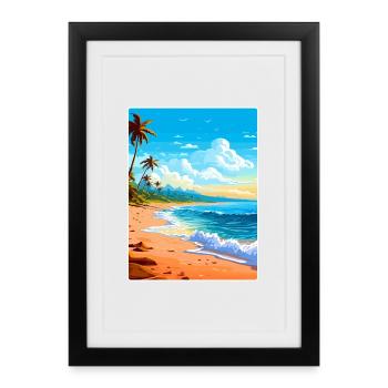 Barbade Caraïbes Voyage Affiche Souvenir Peinture WP - Affiche encadrée (27 × 37 cm) - noir - Devant
