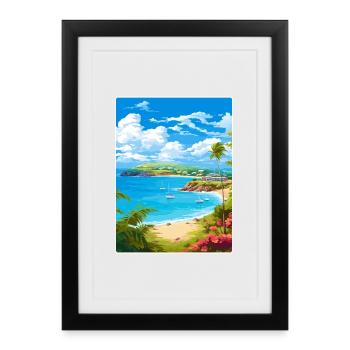 Antigua and Barbuda Caribbean Travel Poster Card - Framed poster (27 × 37 cm) - black - Front