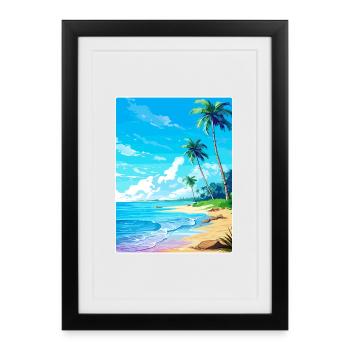 Île Caraïbes Voyage Poster Souvenir - Affiche encadrée (27 × 37 cm) - noir - Devant
