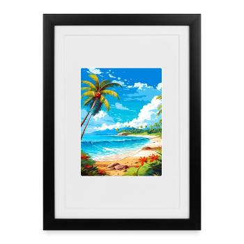 Barbade Caraïbes Voyage Affiche Souvenir Peinture WP - Affiche encadrée (27 × 37 cm) - noir - Devant