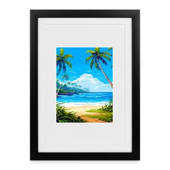 Barbade Caraïbes Voyage Affiche Souvenir Peinture WP - Affiche encadrée (27 × 37 cm) - noir - Devant