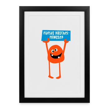 Monster Mom Cuddle Halloween Comic Cool Sayings - Framed poster (27 × 37 cm) - black - Front