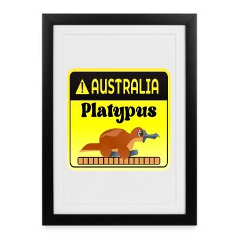 Australia Platypus Warning - Mammals - Framed poster (27 × 37 cm) - black - Front