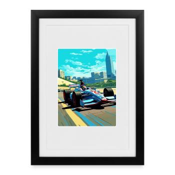 Austin Circuit Motorsport Race Texas Affiche de voyage - Affiche encadrée (27 × 37 cm) - noir - Devant