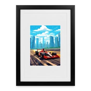 Shanghai Circuit Motorsport Race China Travel Card - Affiche encadrée (27 × 37 cm) - noir - Devant
