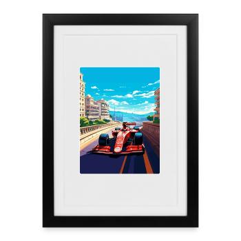 Affiche de voyage Monaco Circuit Motorsport Race Race - Affiche encadrée (27 × 37 cm) - noir - Devant