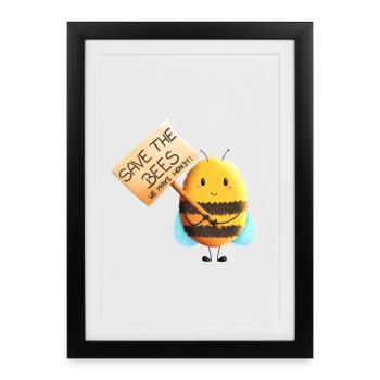 Sauvez les abeilles - Rettet die Bienen - Affiche encadrée (27 × 37 cm) - noir - Devant