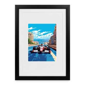 Monte Carlo Circuit Motorsport Race Monaco Race - Affiche encadrée (27 × 37 cm) - noir - Devant