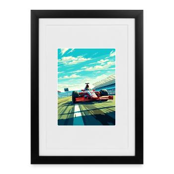 Magny Cours Circuit Motorsport Race France Voyage - Affiche encadrée (27 × 37 cm) - noir - Devant