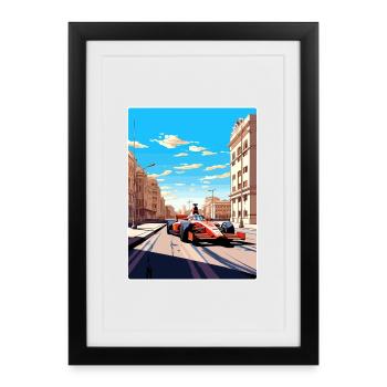 Valencia Circuit Motorsport Race Spain Travel Card - Affiche encadrée (27 × 37 cm) - noir - Devant