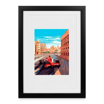 Valencia Circuit Motorsport Race Spain Travel Card - Affiche encadrée (27 × 37 cm) - noir - Devant