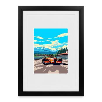 Spielberg Circuit Motorsport Race Autriche Voyage - Affiche encadrée (27 × 37 cm) - noir - Devant