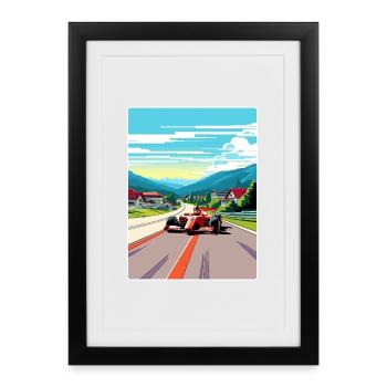 Spielberg Circuit Motorsport Race Autriche Voyage - Affiche encadrée (27 × 37 cm) - noir - Devant