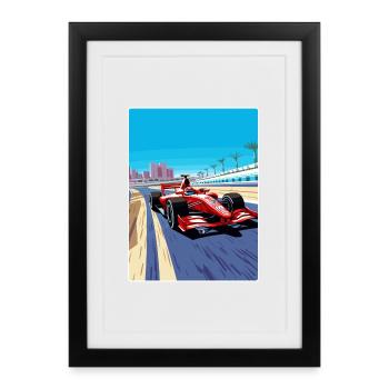 Manama Circuit Motorsport Race Bahrain Travel Card - Affiche encadrée (27 × 37 cm) - noir - Devant