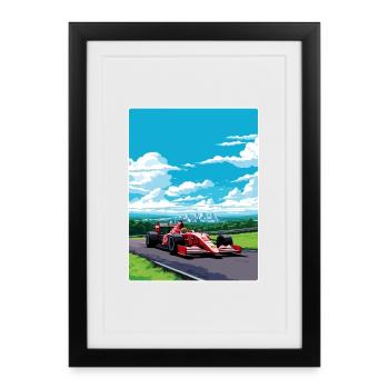 Design vif de voiture de course de formule - Affiche encadrée (27 × 37 cm) - noir - Devant