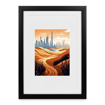 Dubai United Arab Emirates Travel Poster Souvenir - Framed poster (27 × 37 cm) - black - Front