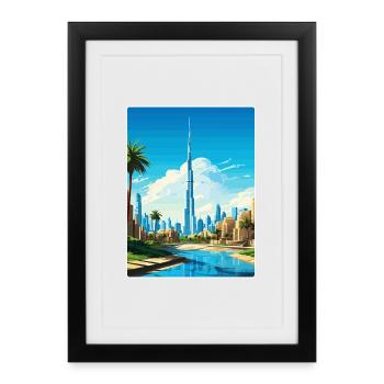 Dubai Skyline Illustration - Framed poster (27 × 37 cm) - black - Front