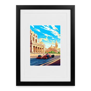 Circuit de Bakou Motorsport Race Azerbaïdjan Voyage WPA - Affiche encadrée (27 × 37 cm) - noir - Devant