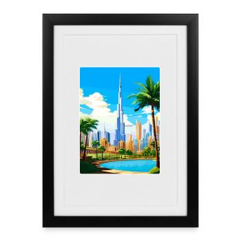 Dubai United Arab Emirates Travel Poster Souvenir - Framed poster (27 × 37 cm) - black - Front