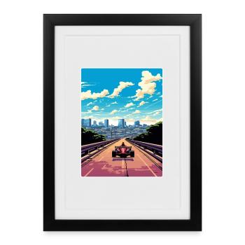 Austin Circuit Motorsport Race Texas Affiche de voyage - Affiche encadrée (27 × 37 cm) - noir - Devant