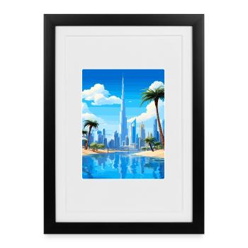 Dubai United Arab Emirates Travel Poster Souvenir - Framed poster (27 × 37 cm) - black - Front