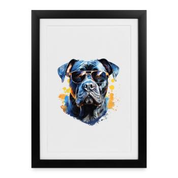 Cane Corso with sunglasses - Framed poster (27 × 37 cm) - black - Front