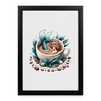 Mermaid Mermaid Bathes in Coffee Gift - Framed poster (27 × 37 cm) - black - Front