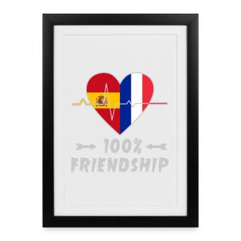 L'Espagne et la France : une amitié à 100 % - Affiche encadrée (27 × 37 cm) - noir - Devant